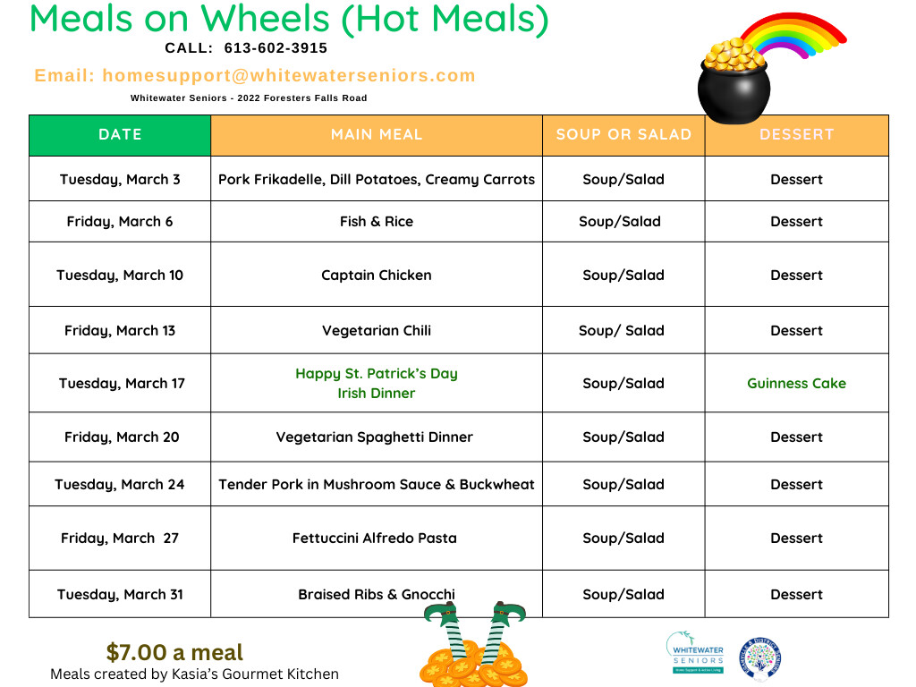 MOW September Friday Menu
