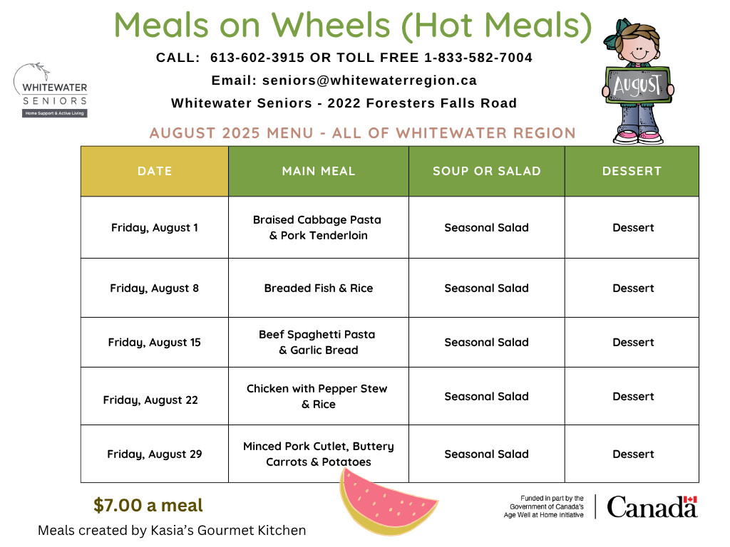 MOW August Friday Menu