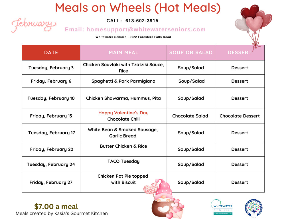 MOW September Friday Menu