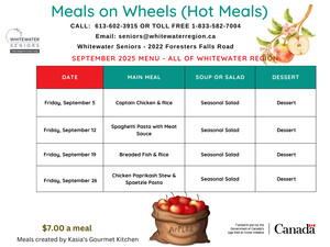 MOW September Friday Menu
