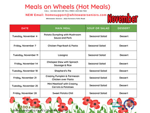 MOW September Friday Menu