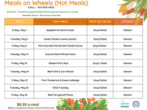 Meals on Wheels April Menu